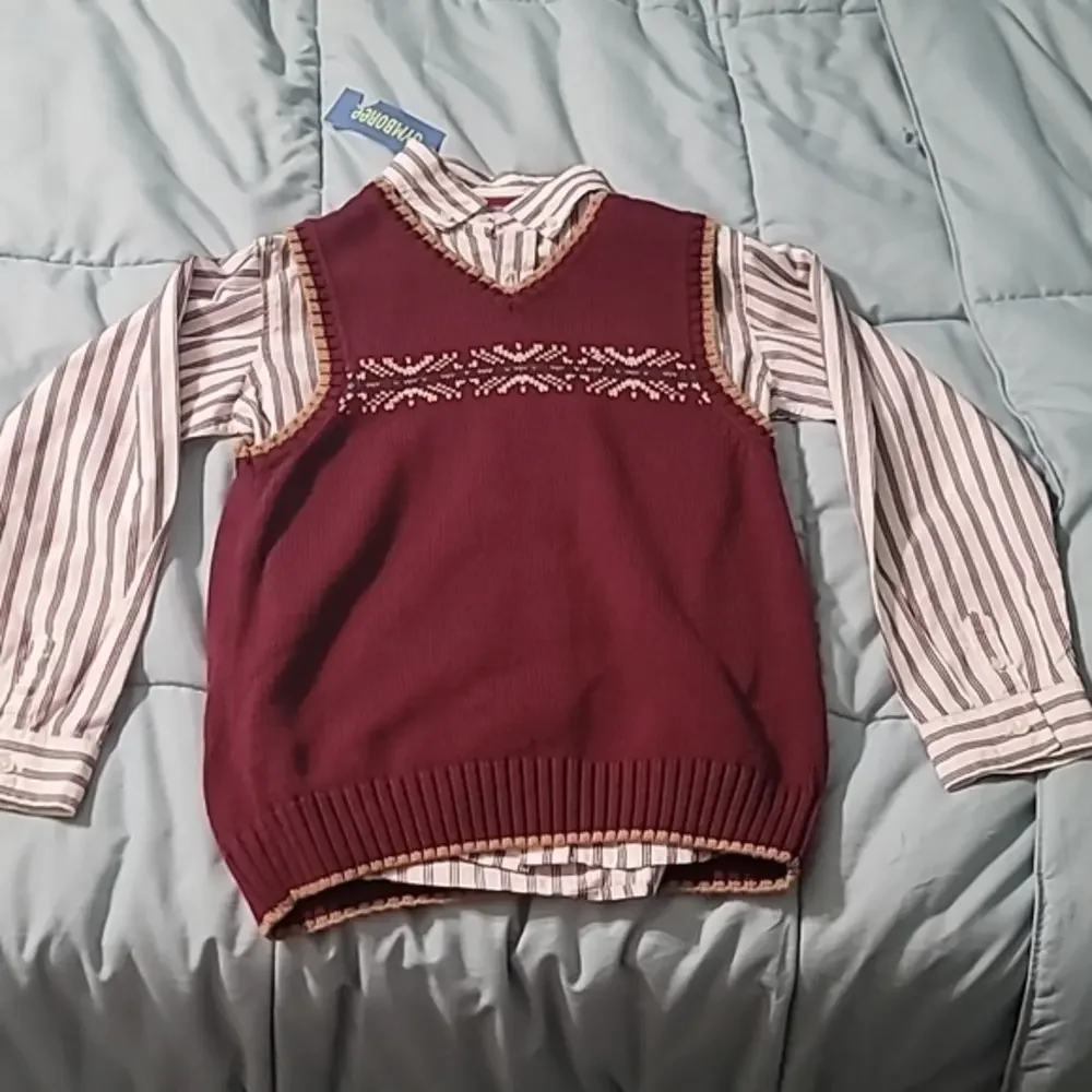GYMBOREE Maroon Shirt & Vest Combo Boys Size 10 NWT
